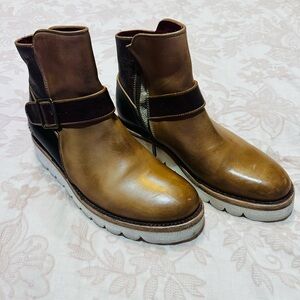 BEDSTU NUDGE, COLD BREW RUSTIC Brown Leather Ankle Booties